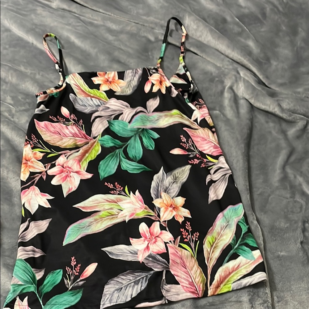 Hurley Pink and Green Sleeveless Fitted Camisole